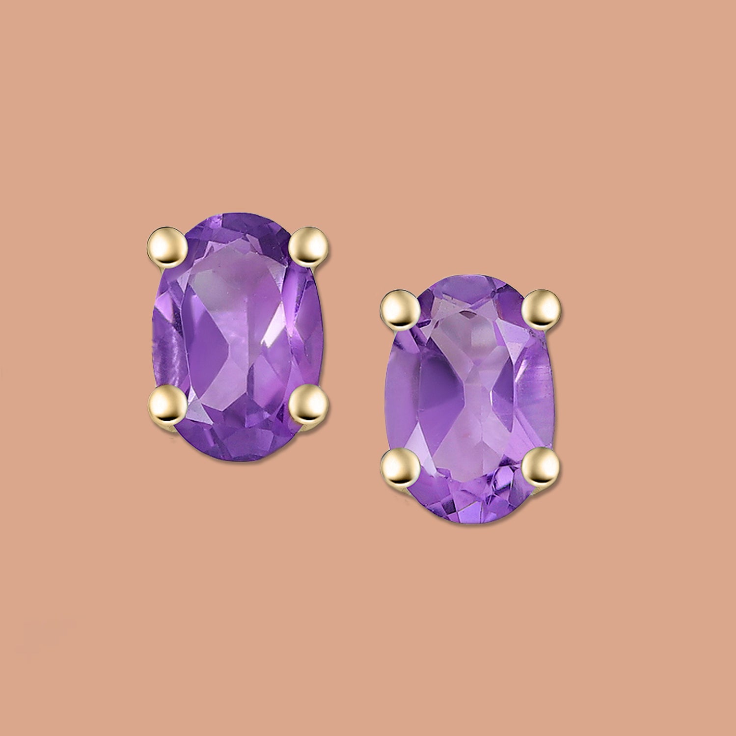 Amethyst Stud Earrings, gemstone jewelry