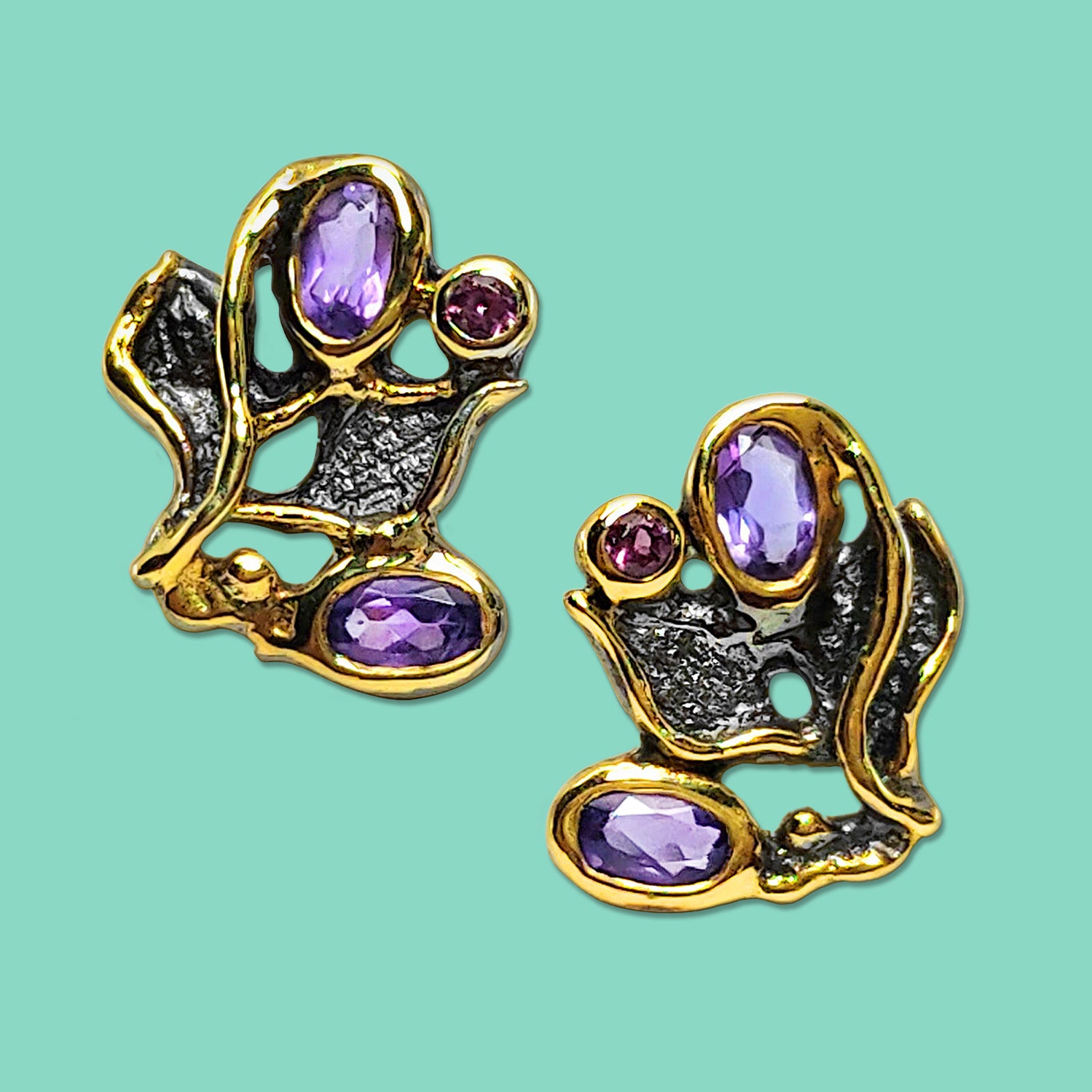 Black Amethyst  stud Earrings