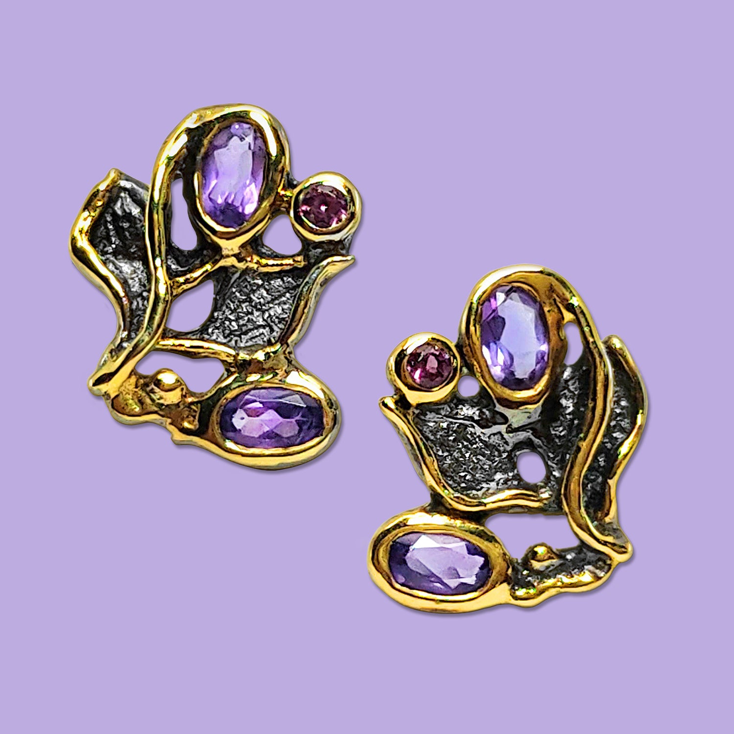 Black earrings, Amethyst Earrings