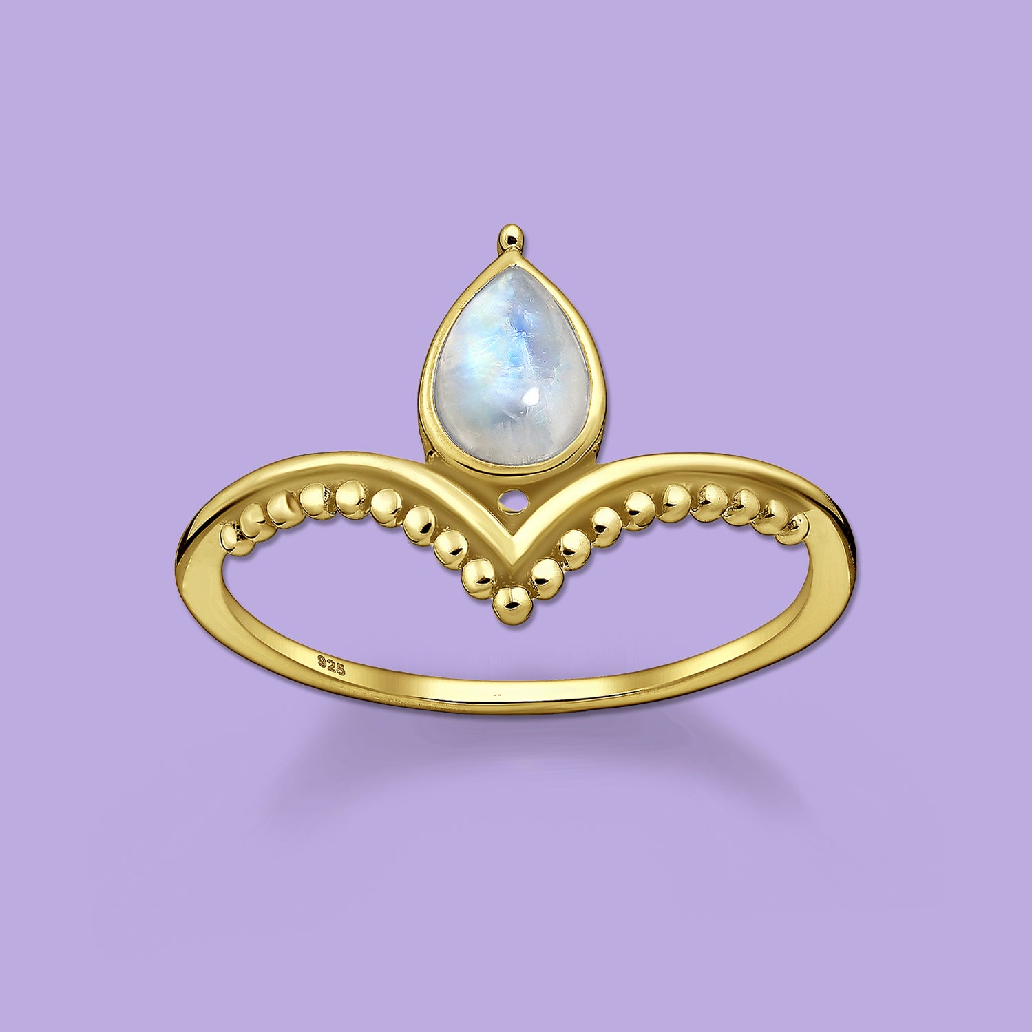 Chevron Ring with  Moonstone