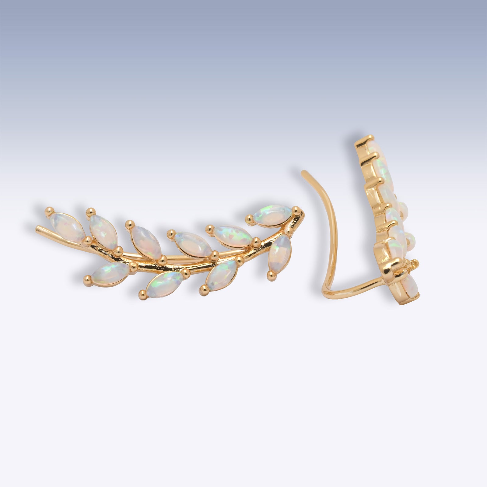 Opal Leaf Ear Climbers
