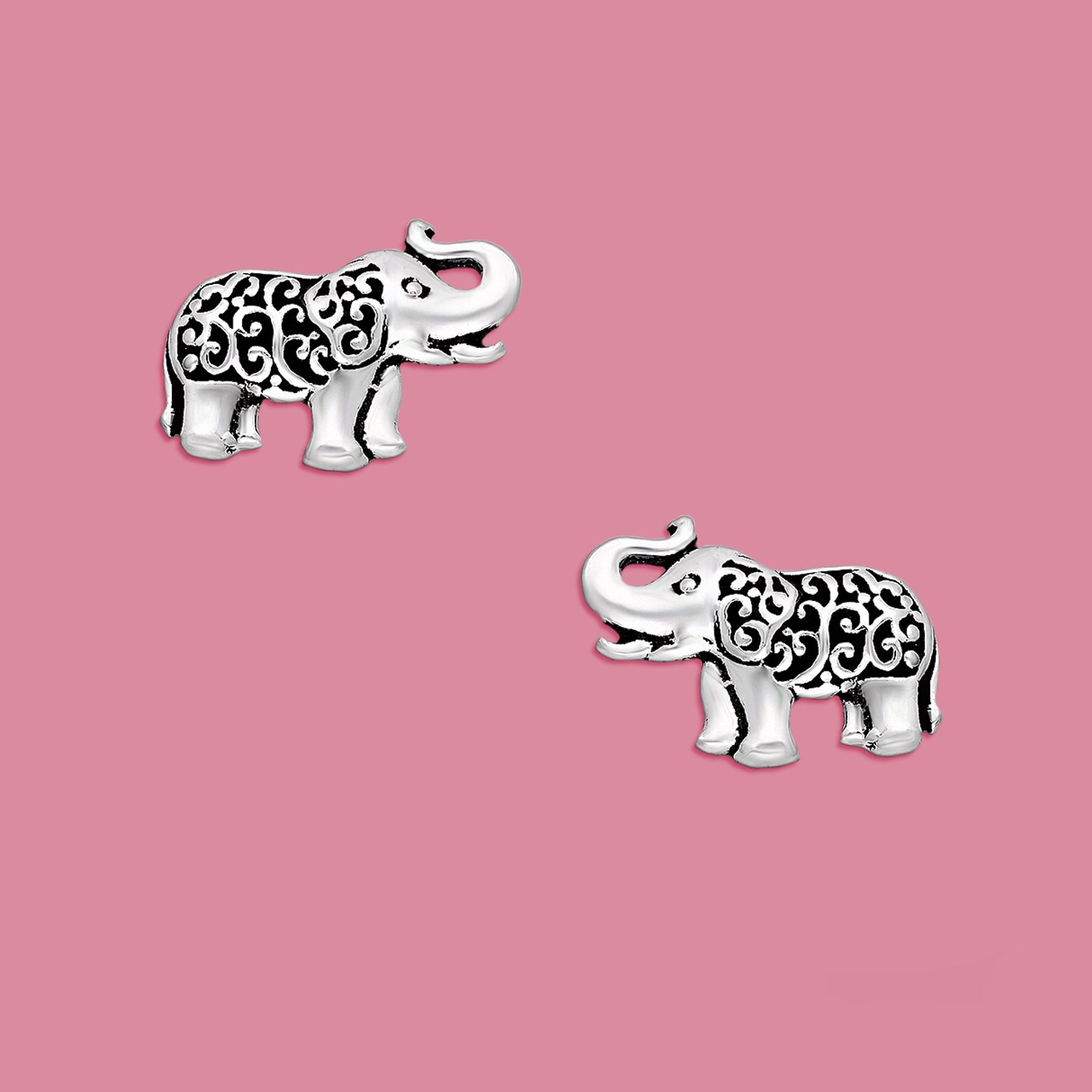 Elephant Silver Stud Earrings