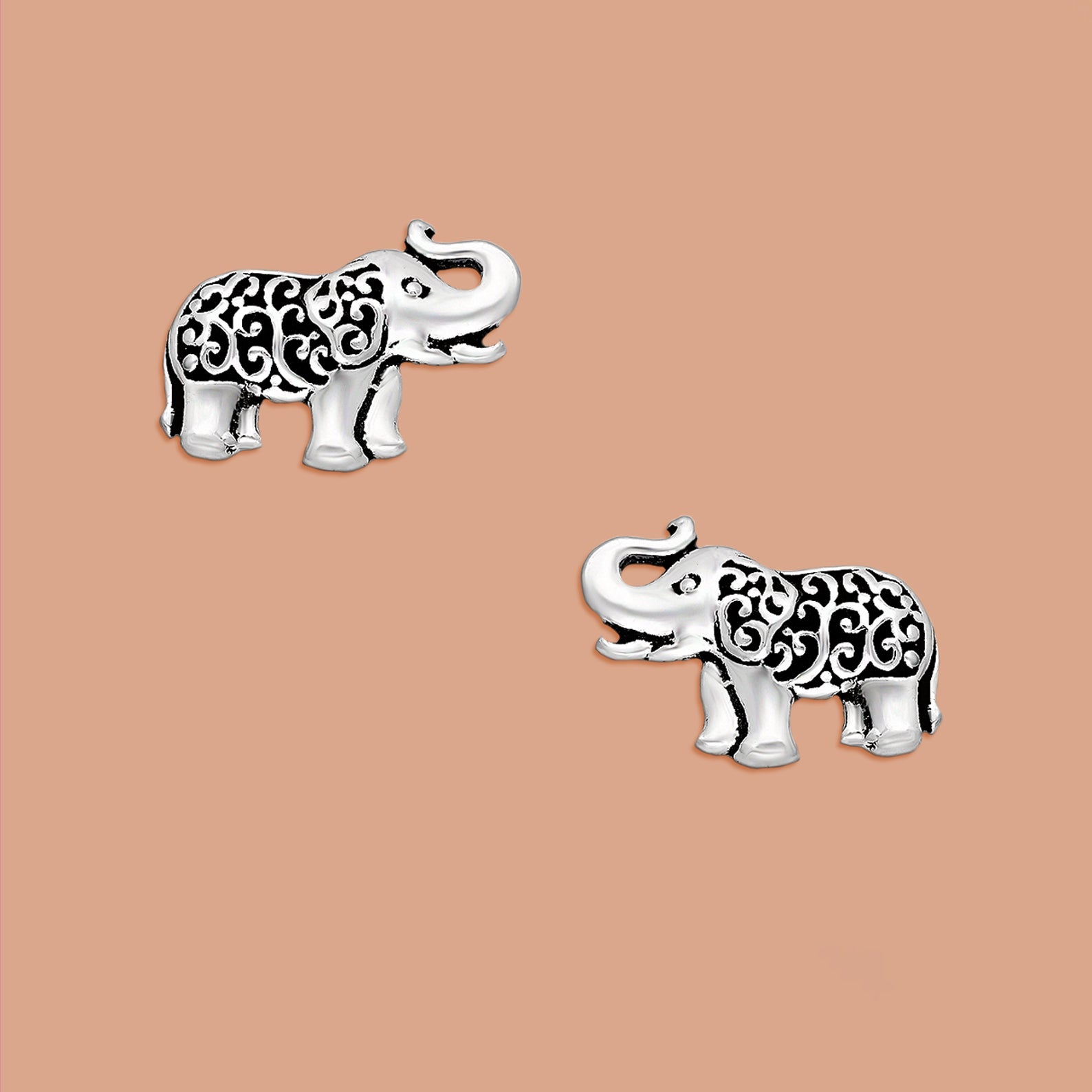 Elephant earrings, Silver Stud Earrings