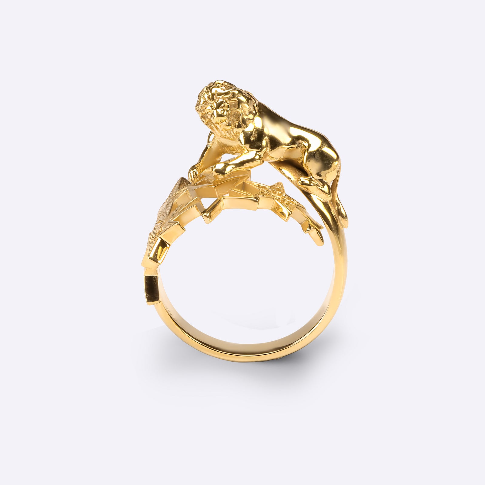 Leo zodiac statement ring in yellow gold with star celestial design, horoscope,CITIMI