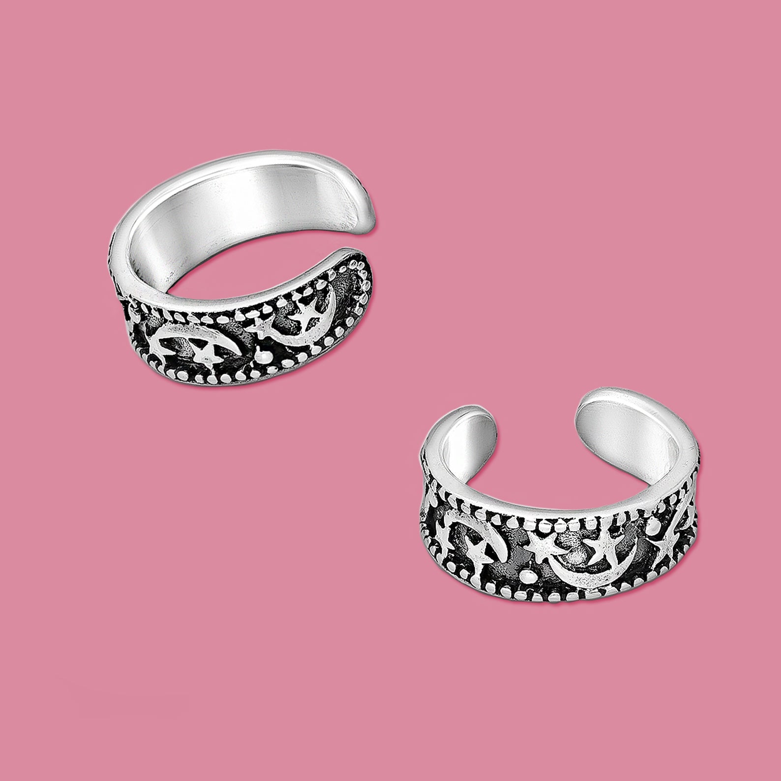 Moon and Star earrings, Ear Cuffs