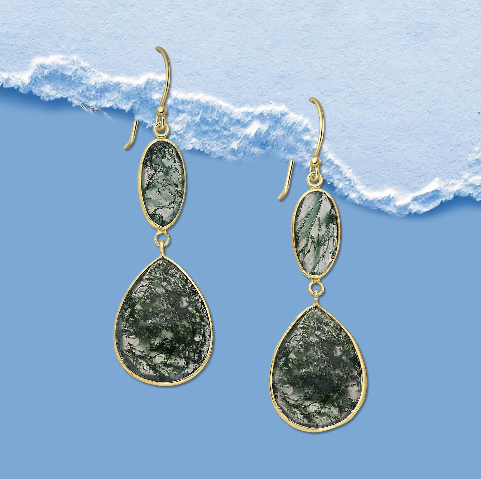 Moss Agate earrings, Dangle Earrings