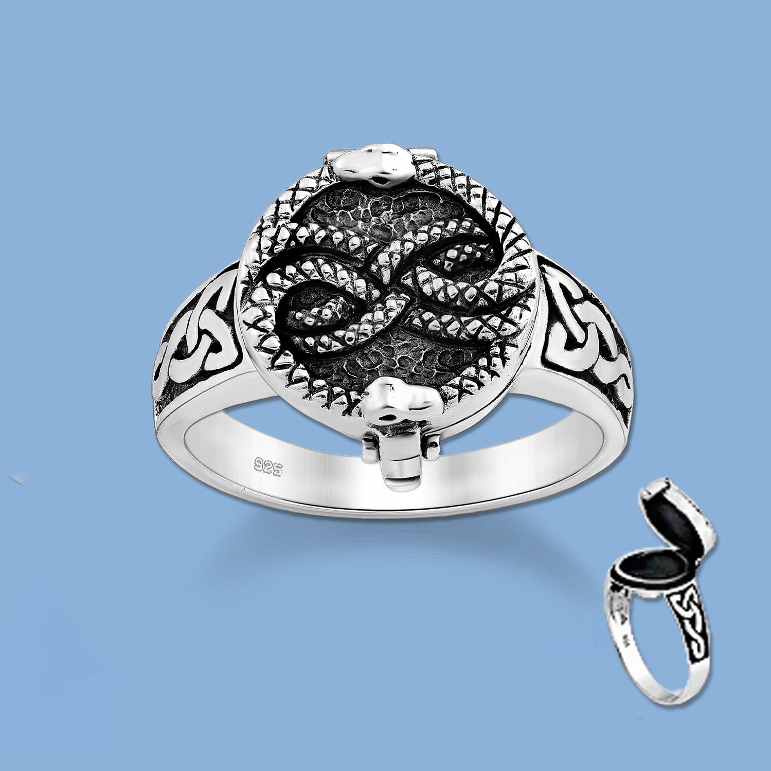 Ouroboros  Ring, Silver Locket Ring