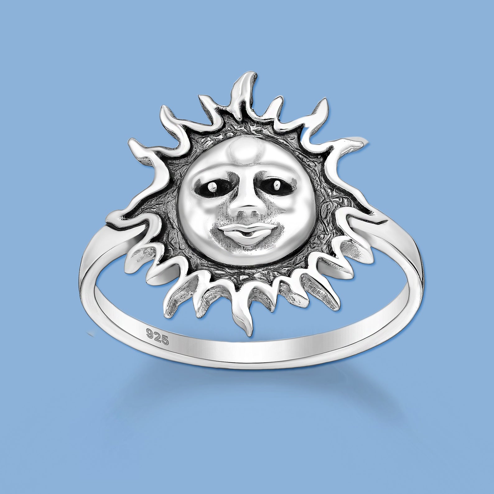 Silver Oxidized Sun Ring