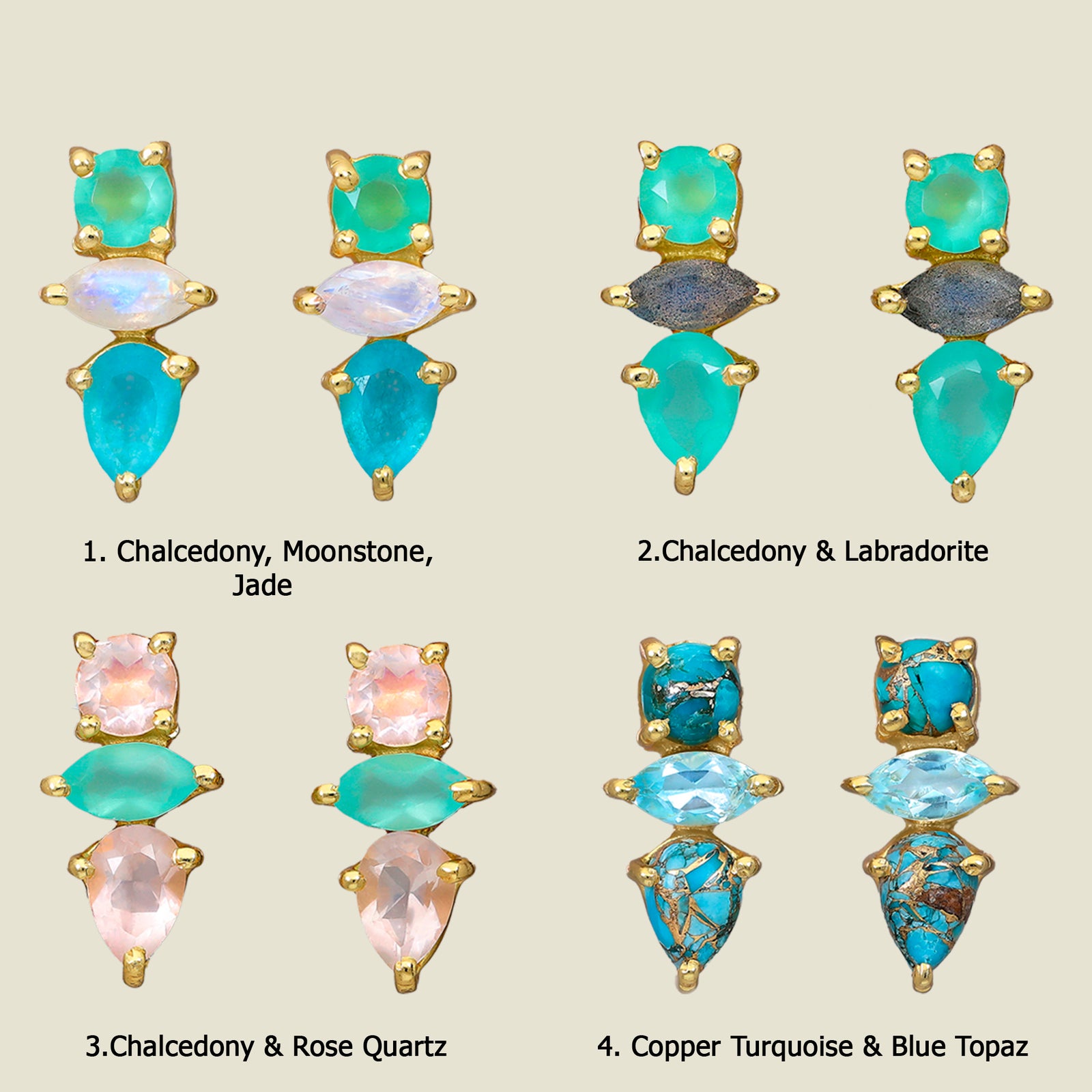 Spike gemstone earrings 1