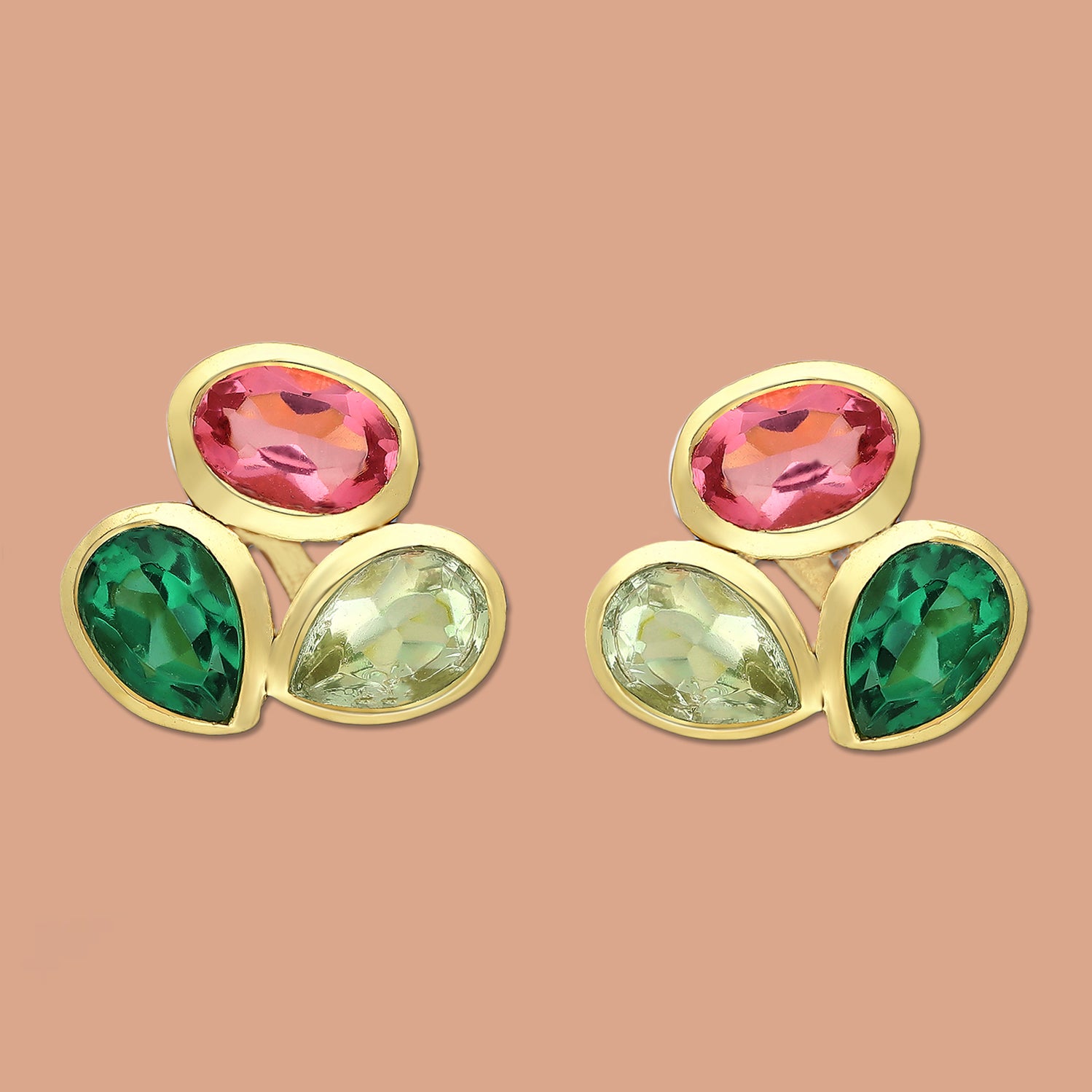 Tourmaline earrings, stud earrings