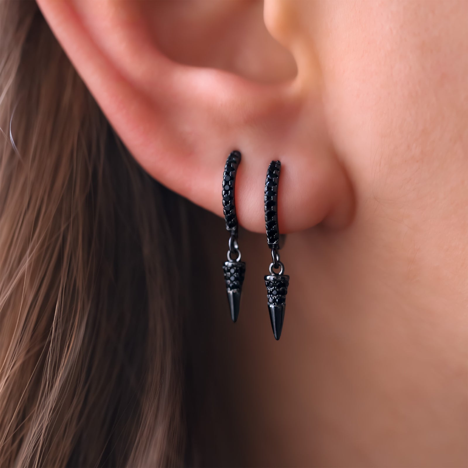 Black Spike Earring Set