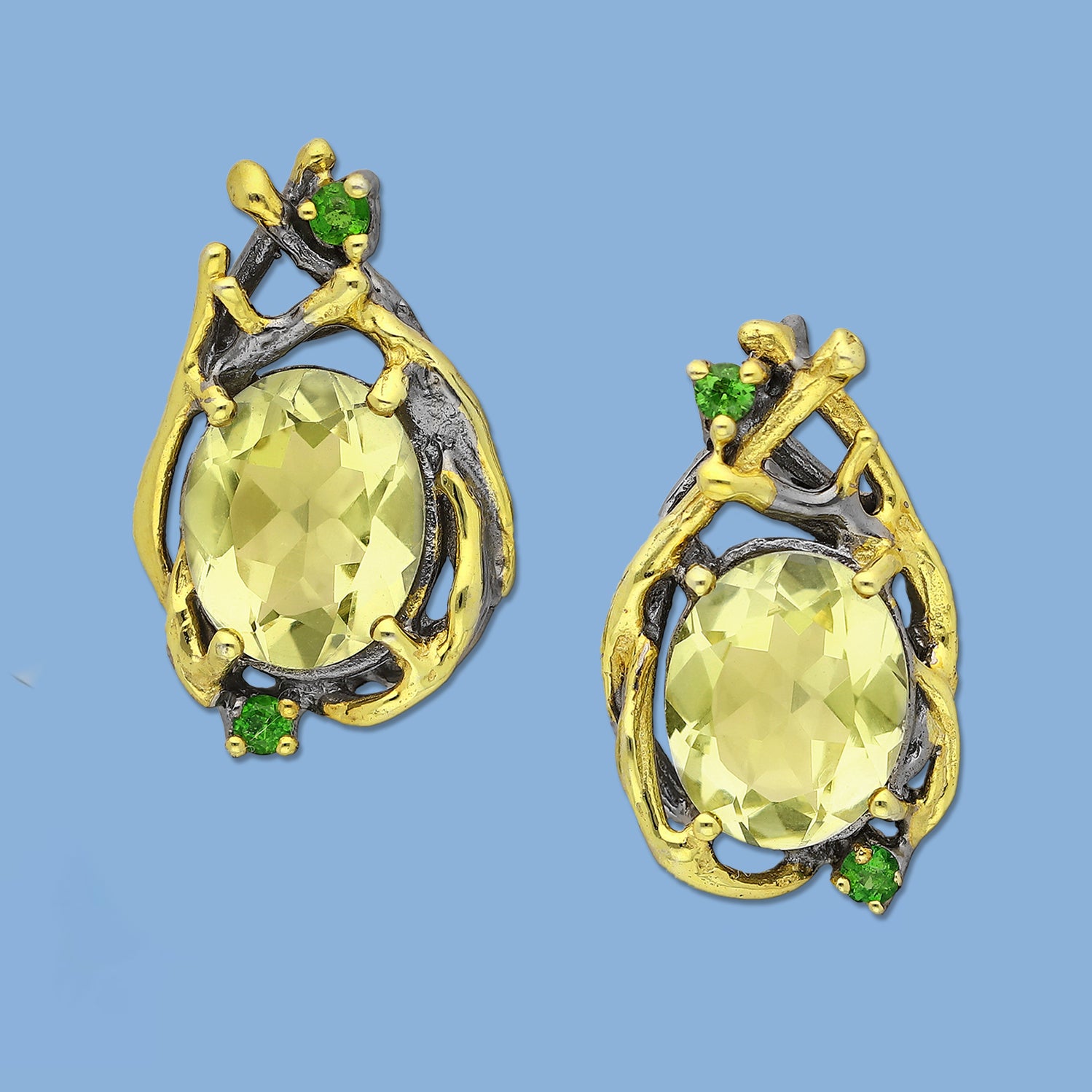 yellow earrings,  black earrings