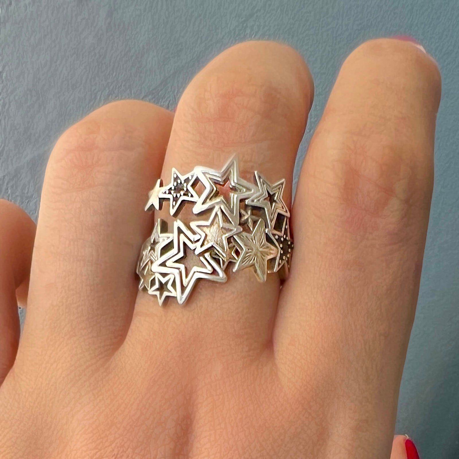 Silver starlight ring by CITIMI Jewelry, stars ring 3D