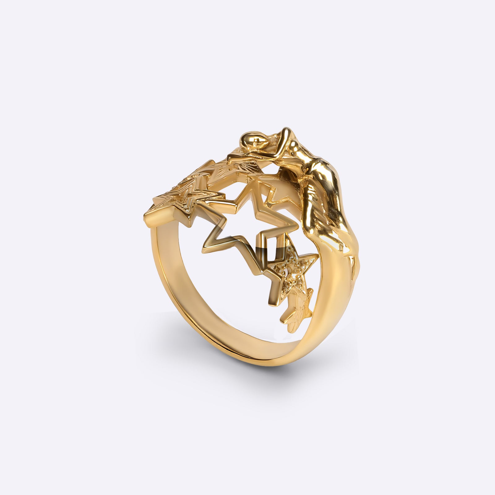 virgo zodiac ring in yellow gold with star constellation design, CITIMI