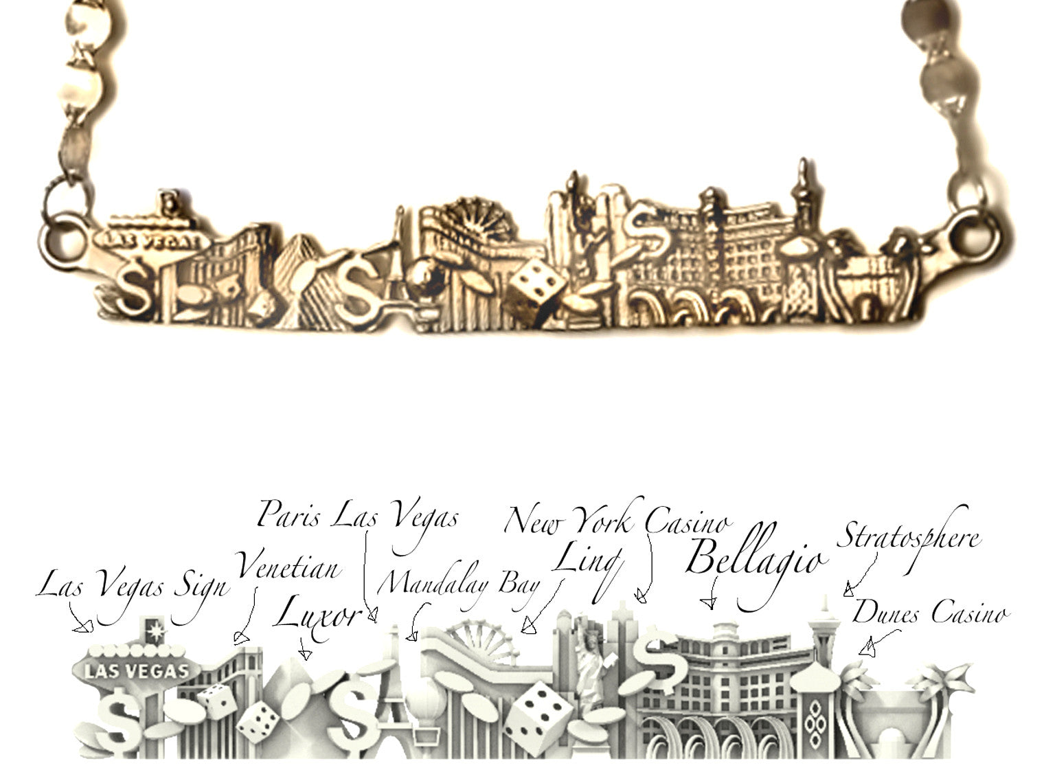 City Necklace Las Vegas in Sterling Silver