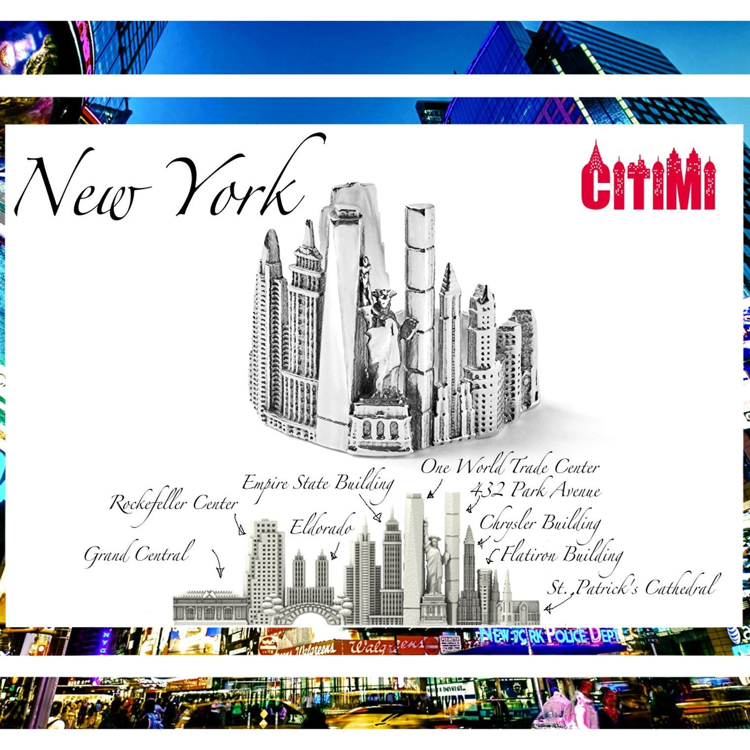 Cityscape Ring New York in Sterling Silver