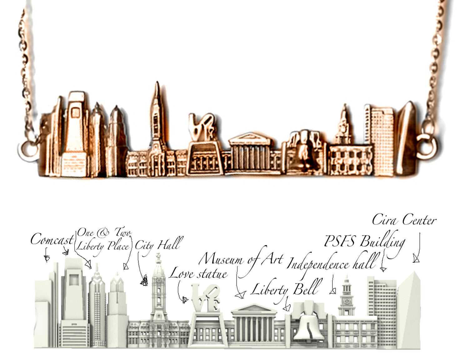 City Necklace Philadelphia in 14K/18K Gold