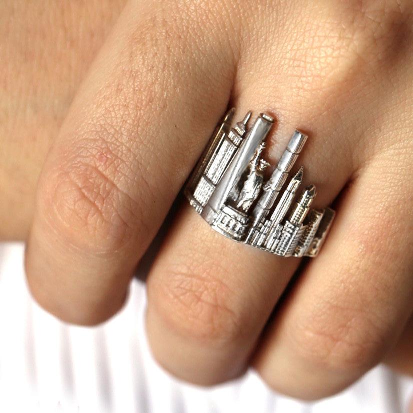 Cityscape ring New York, NYC Skyline ring, silver ring, gift for her