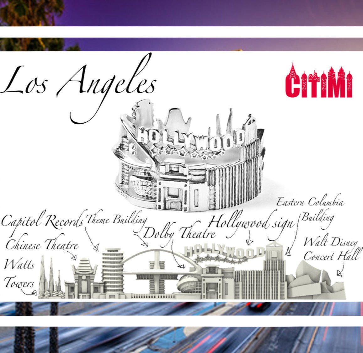 Cityscape Ring Los Angeles in Sterling Silver