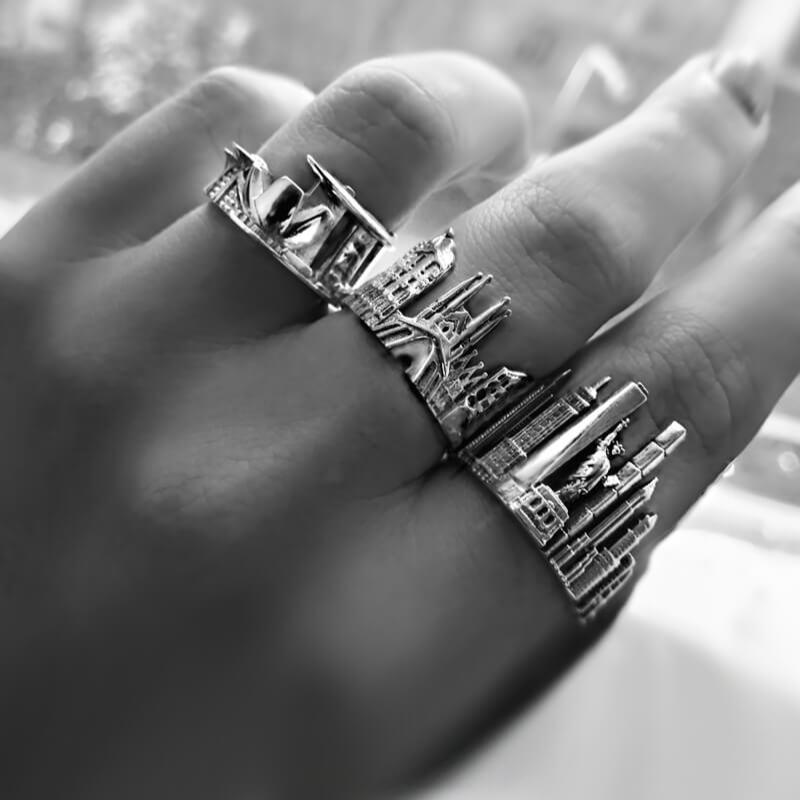 Cityscape Ring Singapore in Sterling Silver