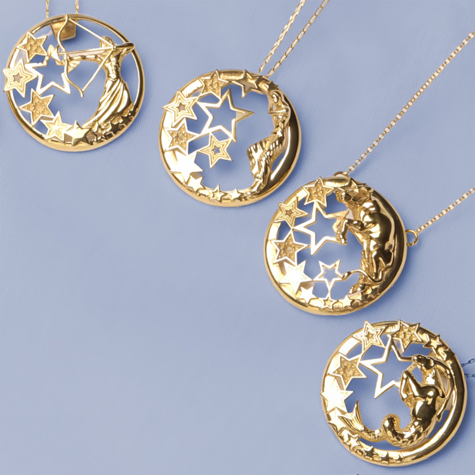 capricorn zodiac necklace in yellow gold with star constellation design, CITIMI