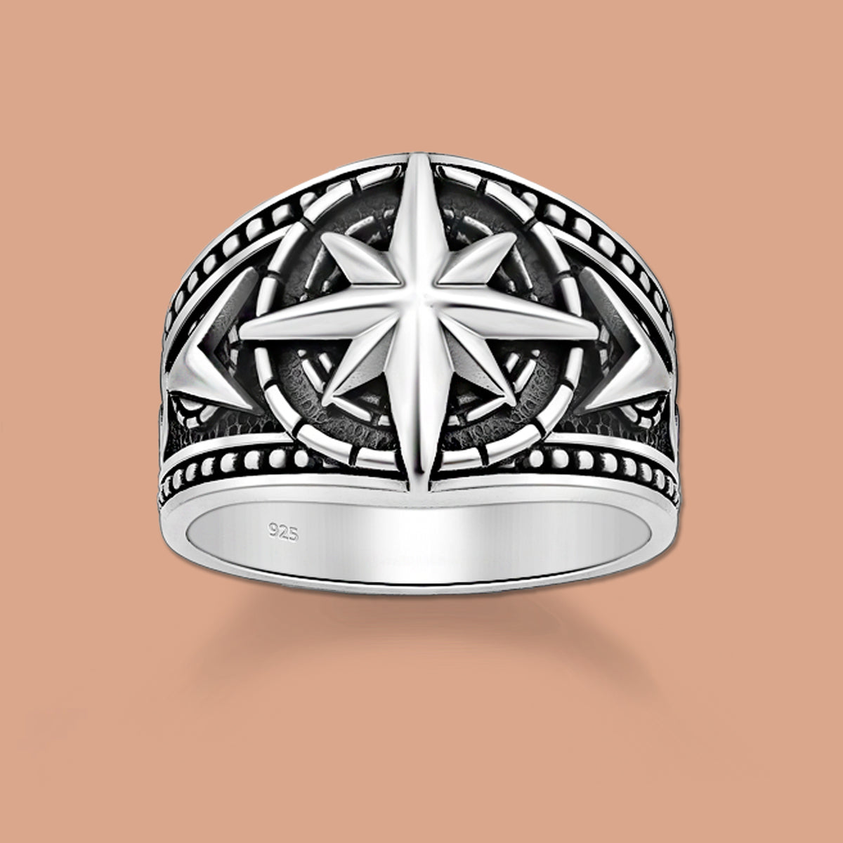 925 Sterling Silver Compass Ring