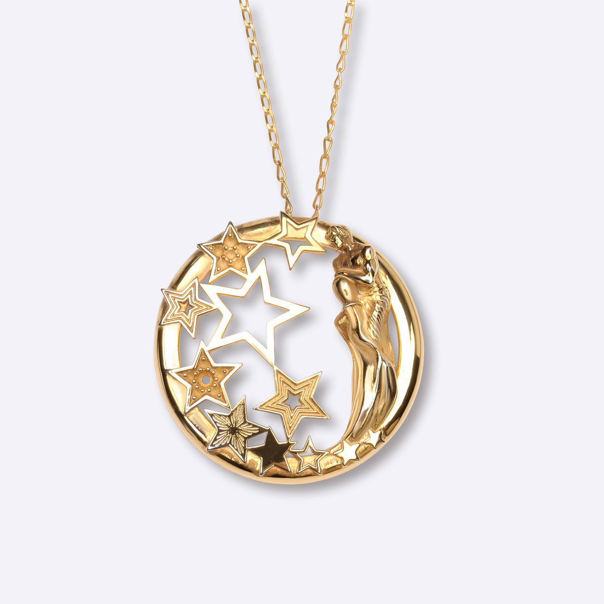 Aquarius zodiac Necklace in yellow gold with star constellation design, CITIMI