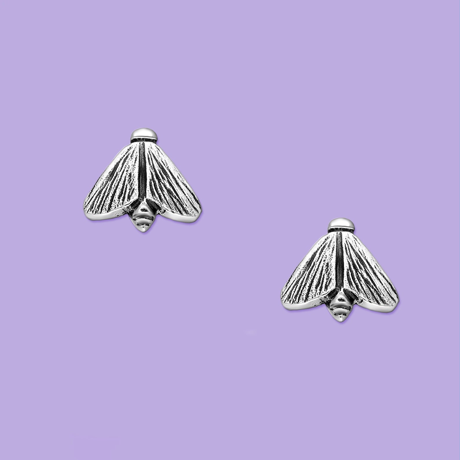 Bee Stud Earrings, Oxidized silver earrings