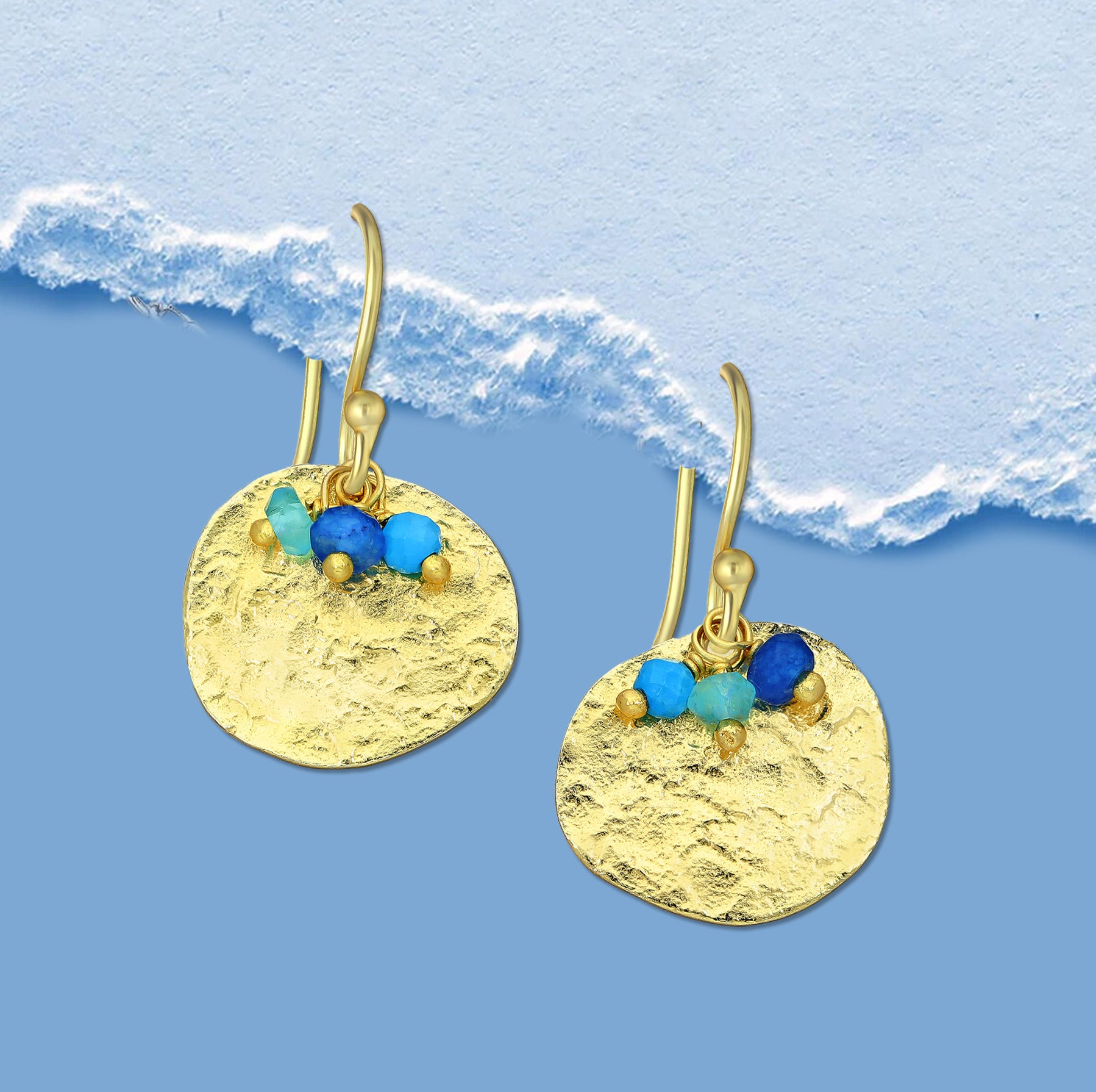  gold earrings , hook earrings