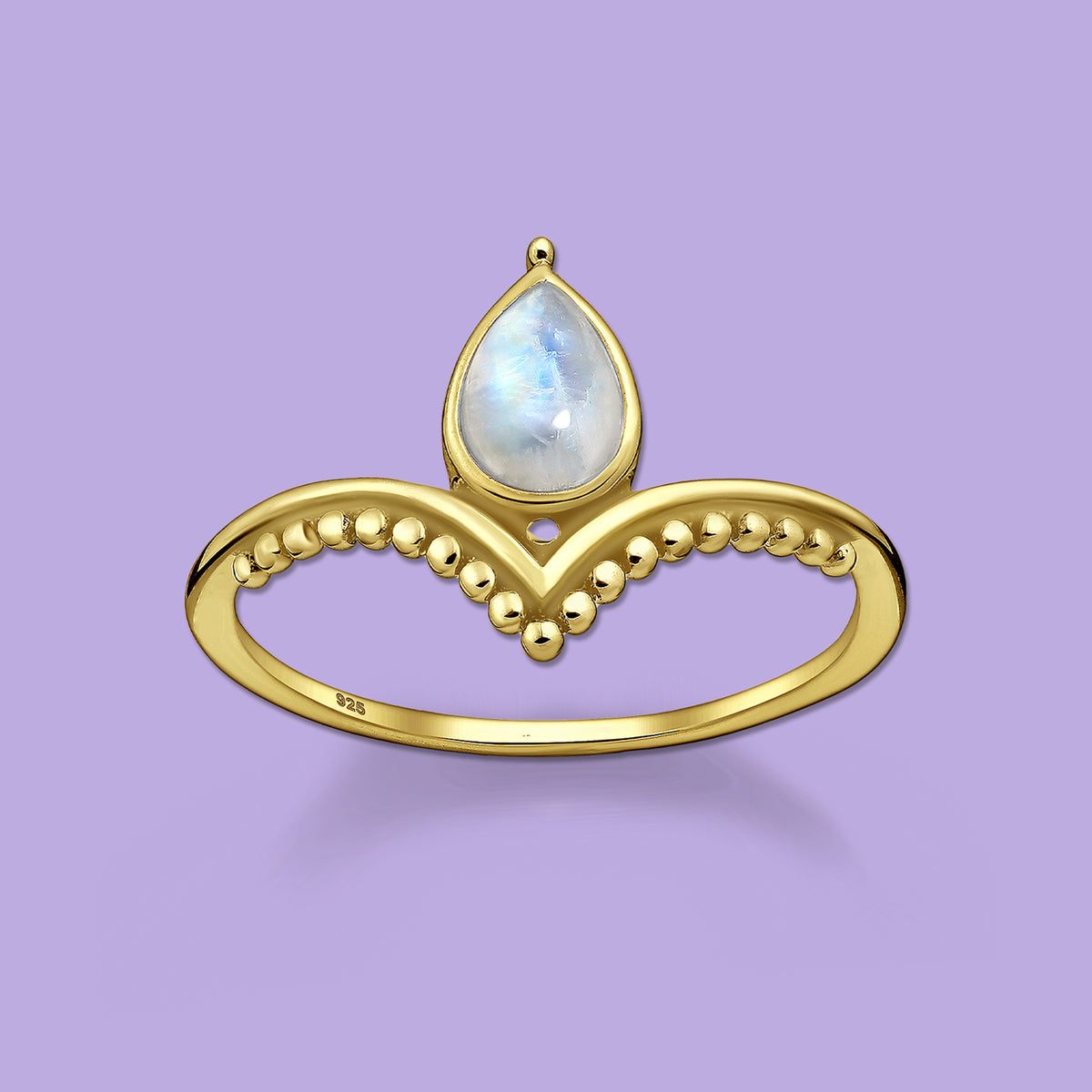Chevron Ring with  Moonstone