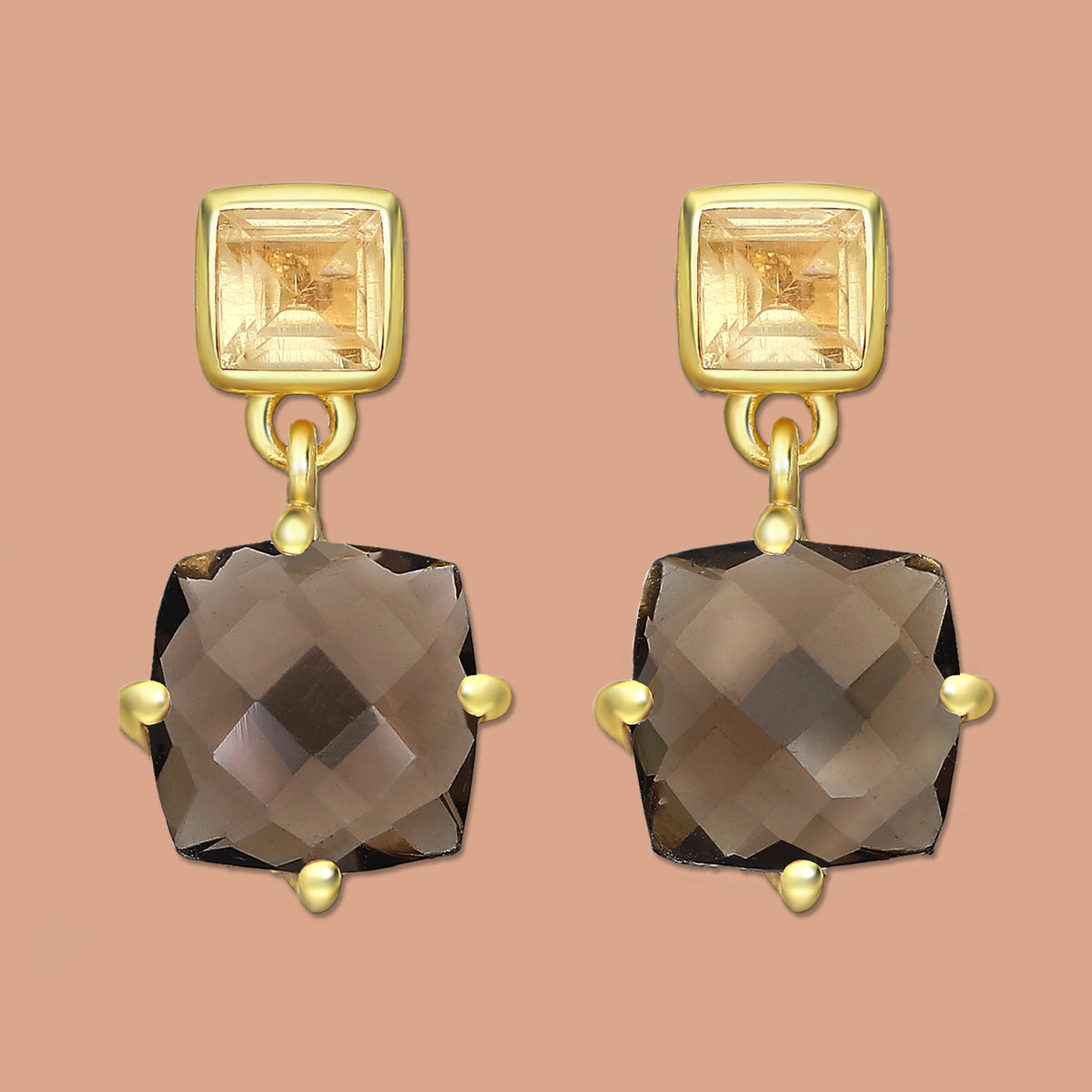 Smoky Quartz  stud earrings, gemstone earrings