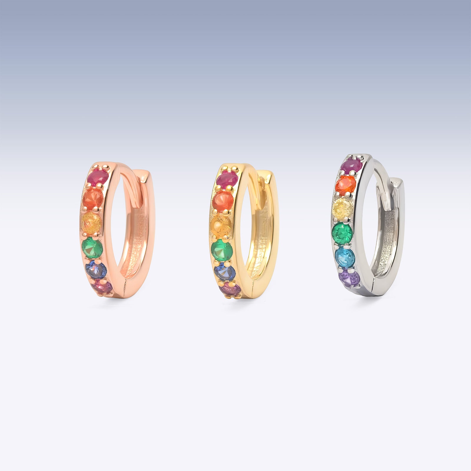 Rainbow Huggie Hoop Earrings