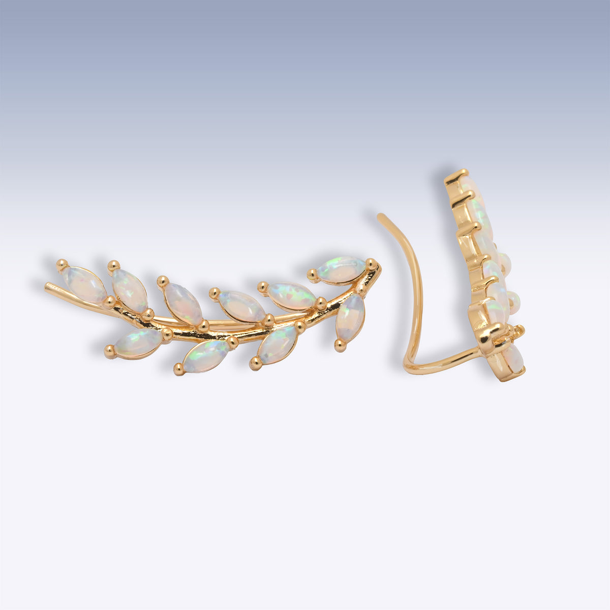 Opal Leaf Ear Climbers