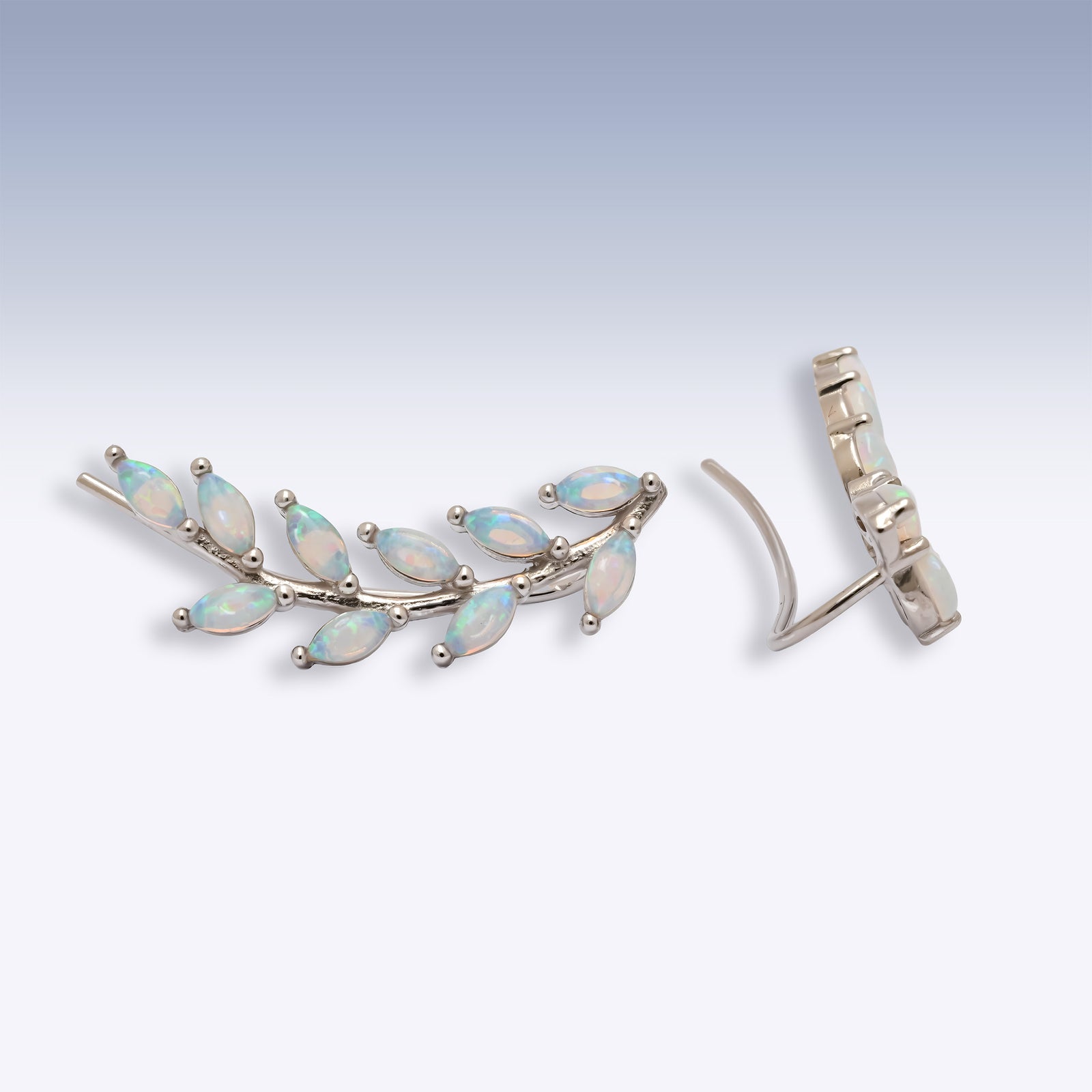 Opal Leaf Ear Climbers
