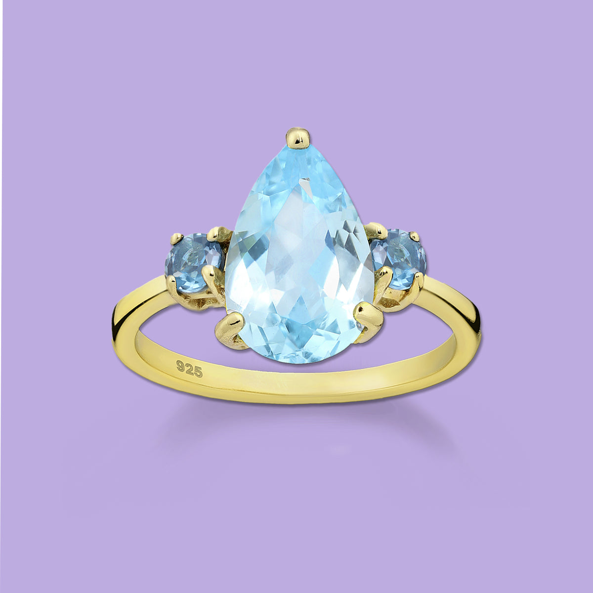 Droplet Ring with London Blue Topaz and Sky-Blue Topaz
