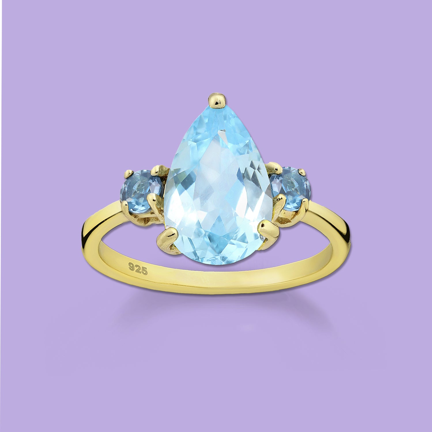 Droplet Ring with London Blue Topaz and Sky-Blue Topaz