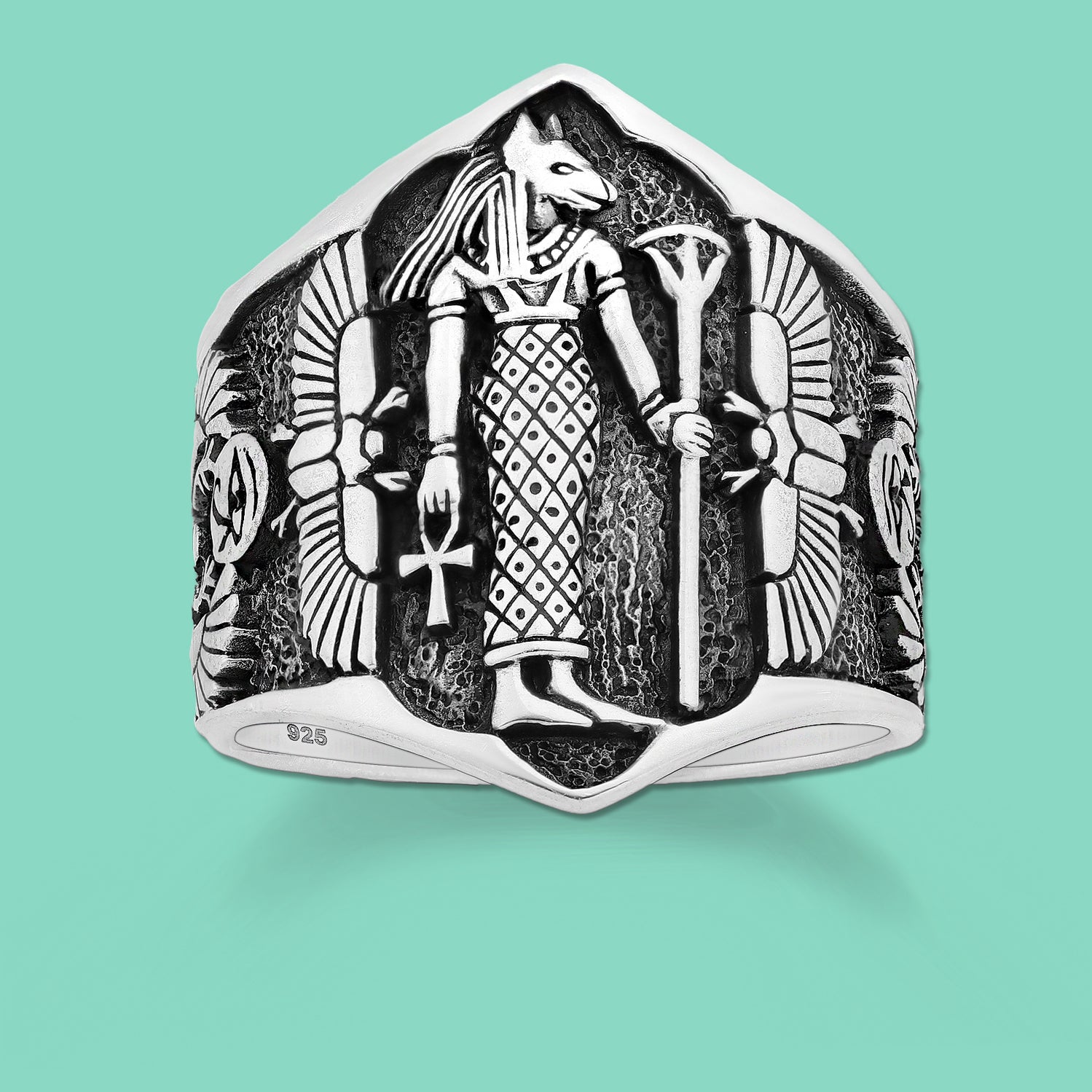  Egyptian Ring, Scarab Beetle and Cross Ring, Egyptian Deity