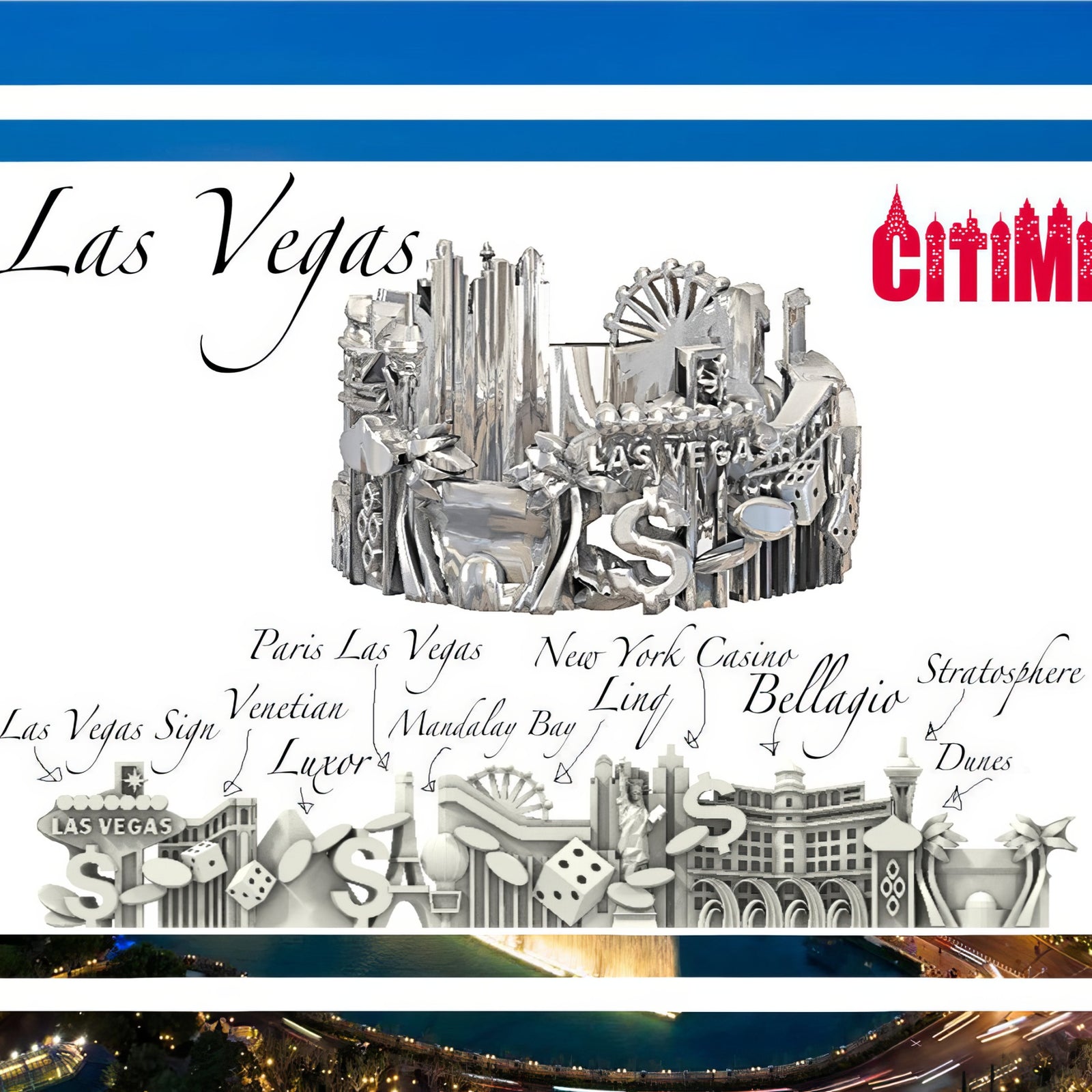 Cityscape Ring ⠀Las Vegas in Sterling Silver