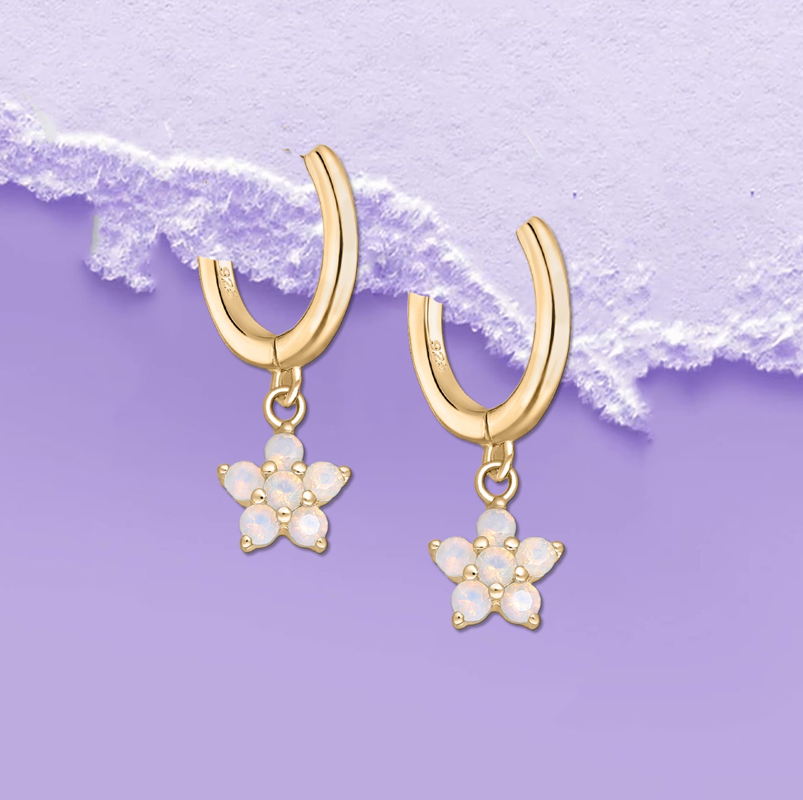  Flower earrings,  Opal Earrings