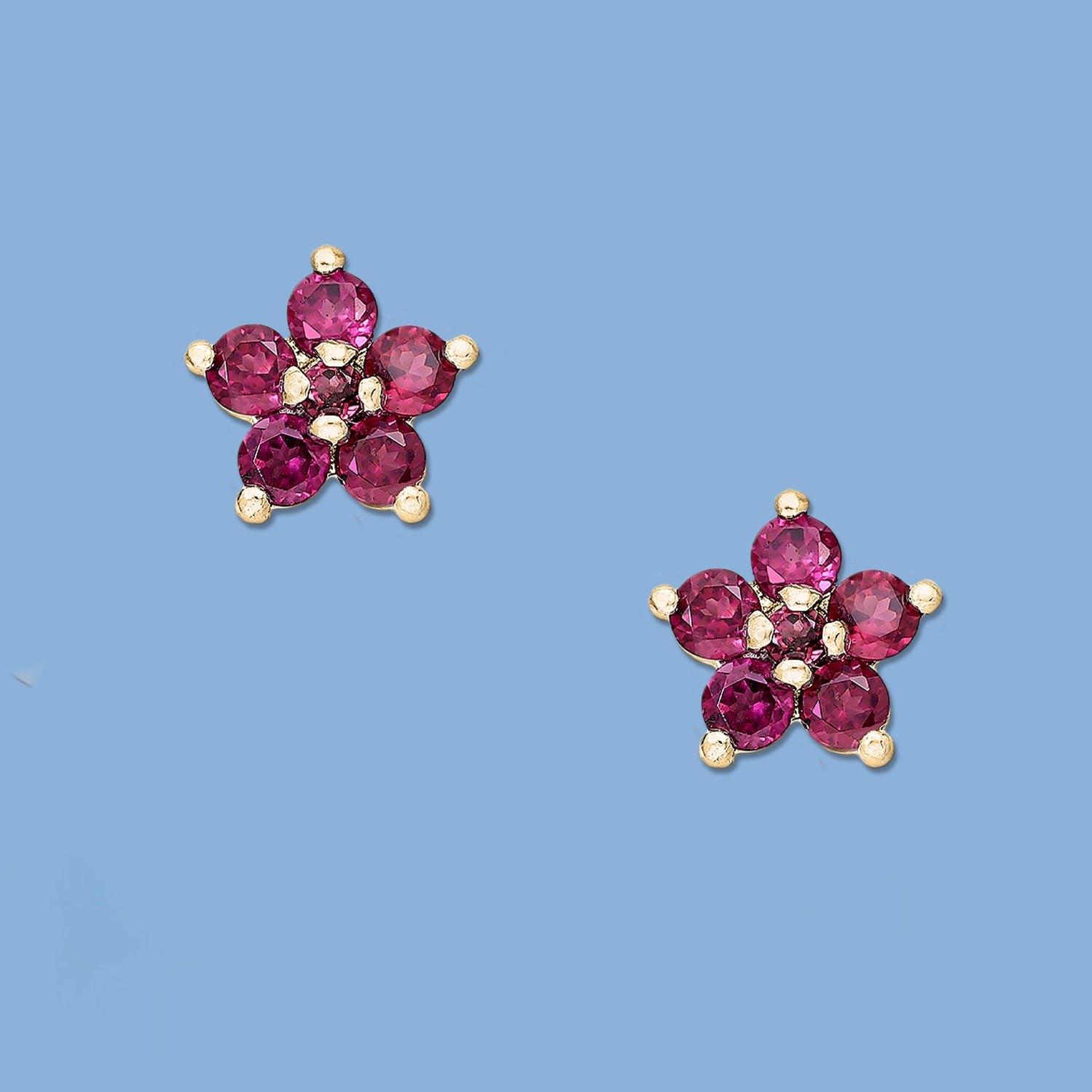 Rhodolite earrings, silver stud earrings
