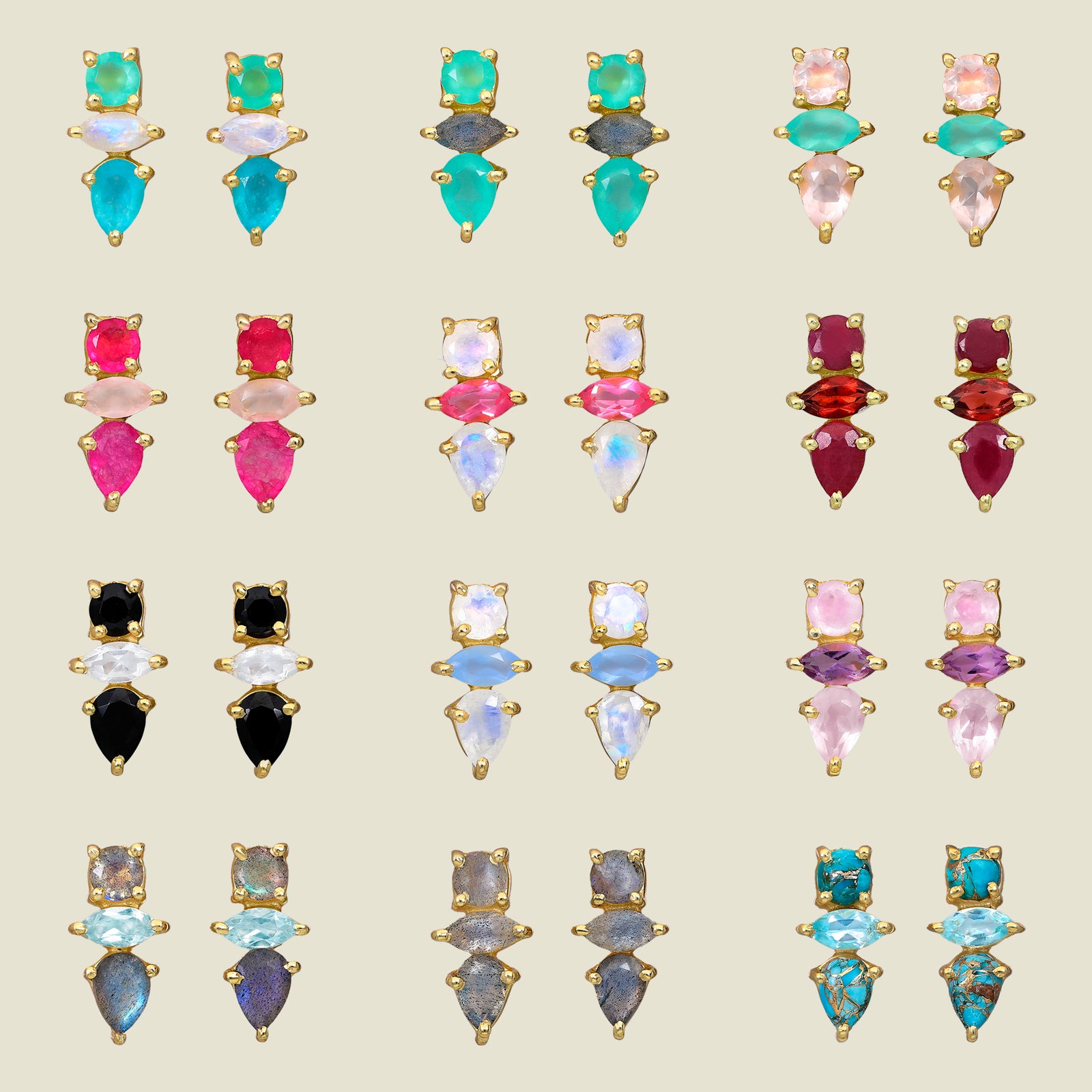 Gemstone spike earrings 