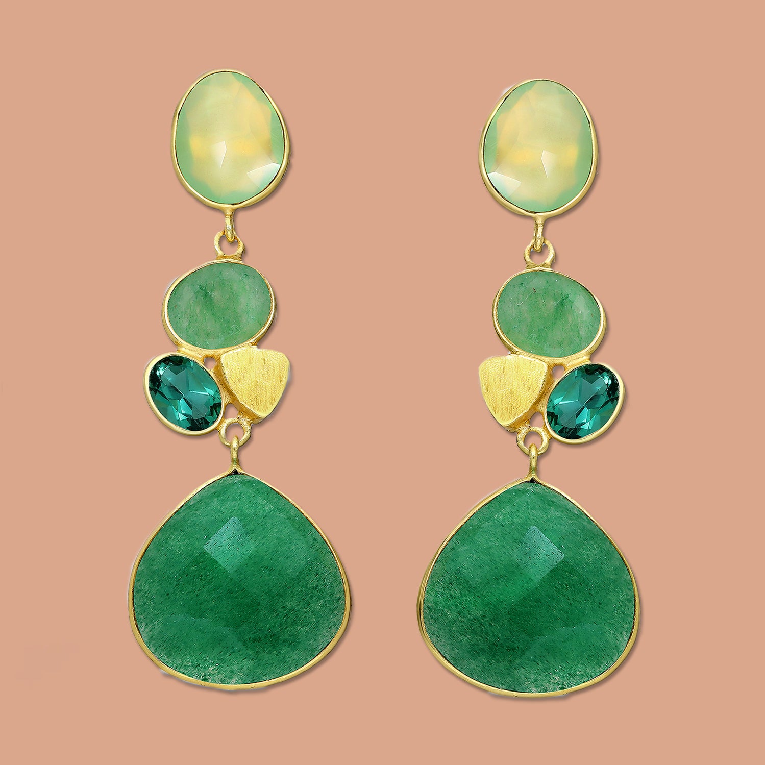 Green earrings,  Gemstone Earrings