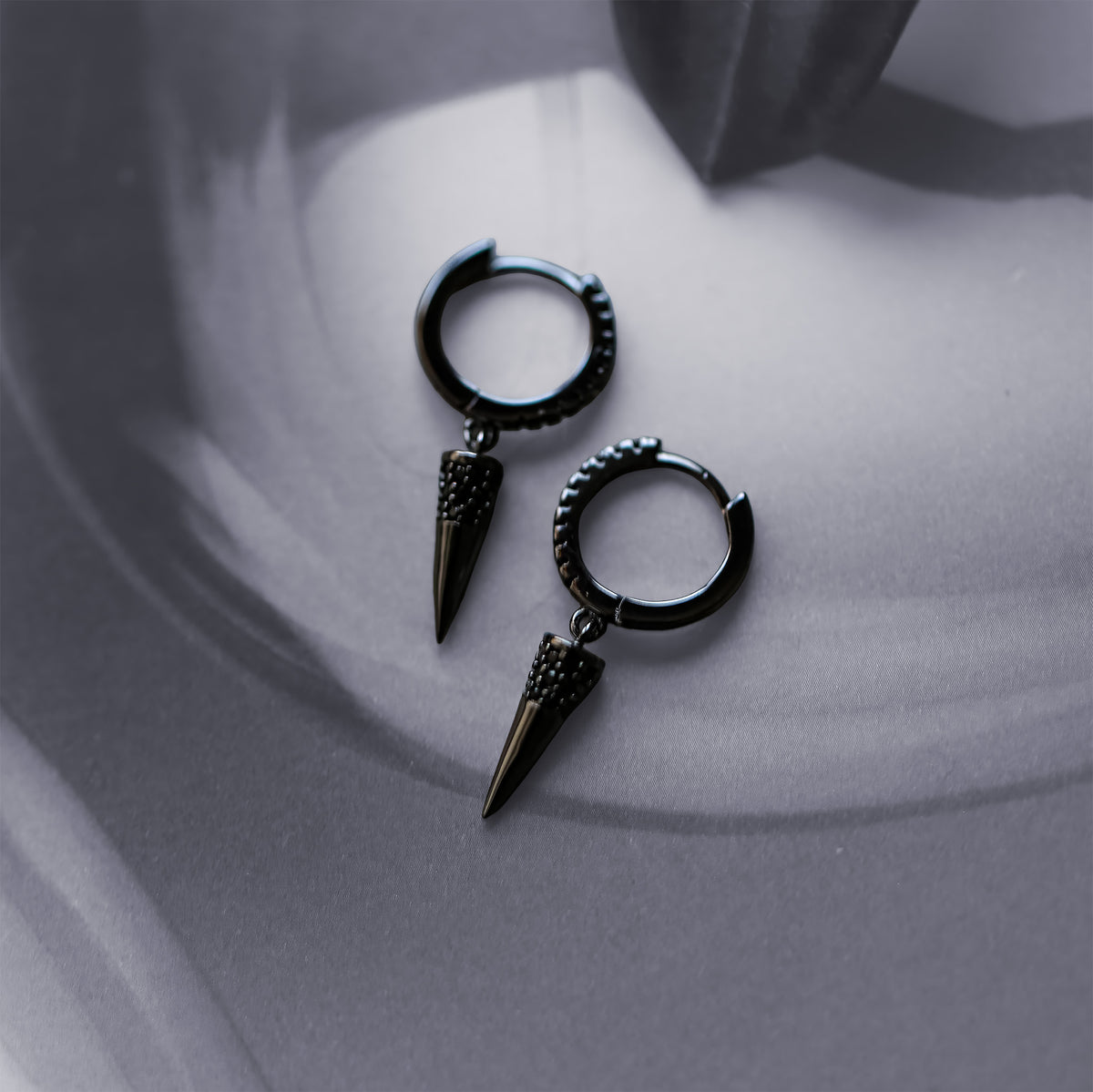 Black Huggie Hoop Earrings for Multiple Piercings