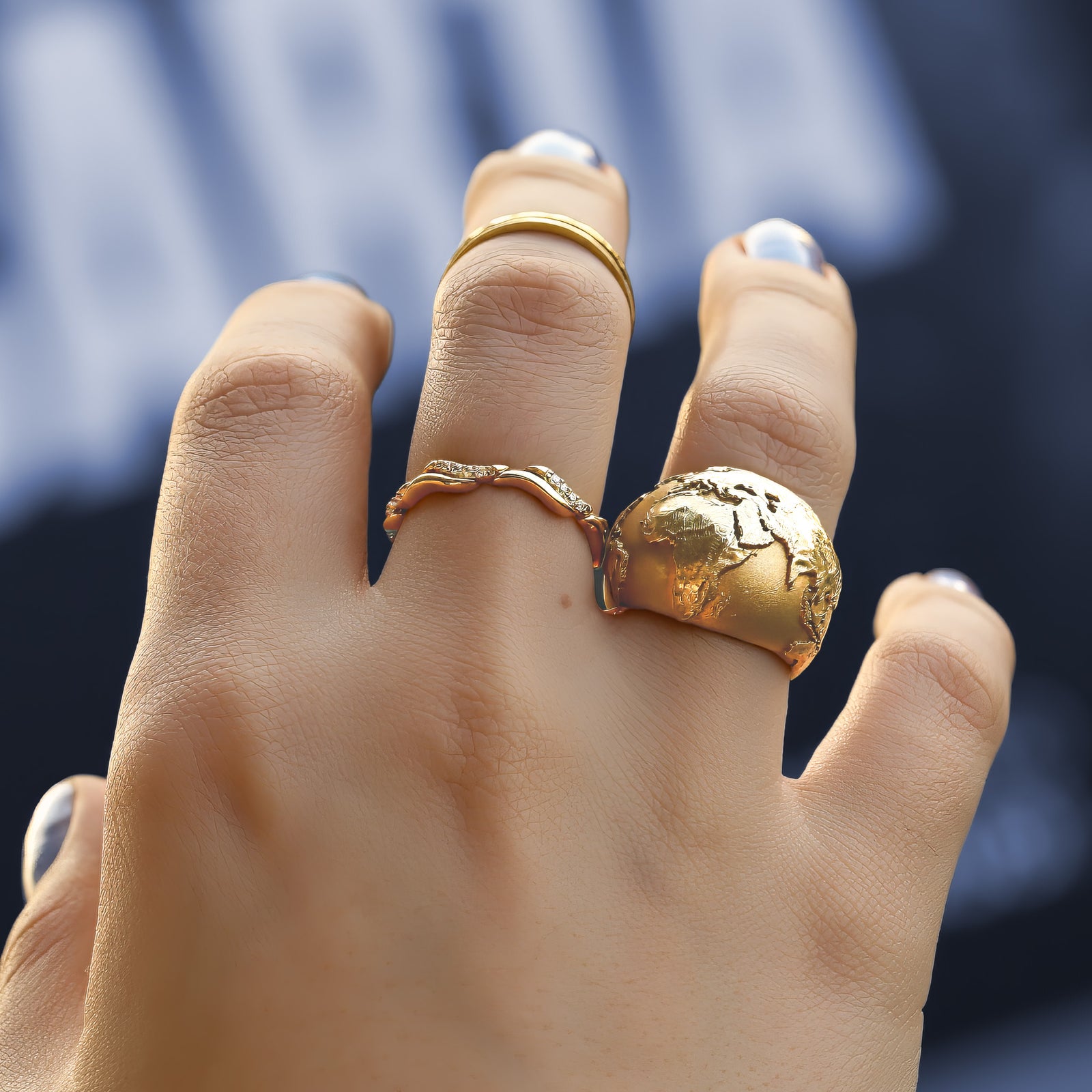 World Map Adjustable Ring