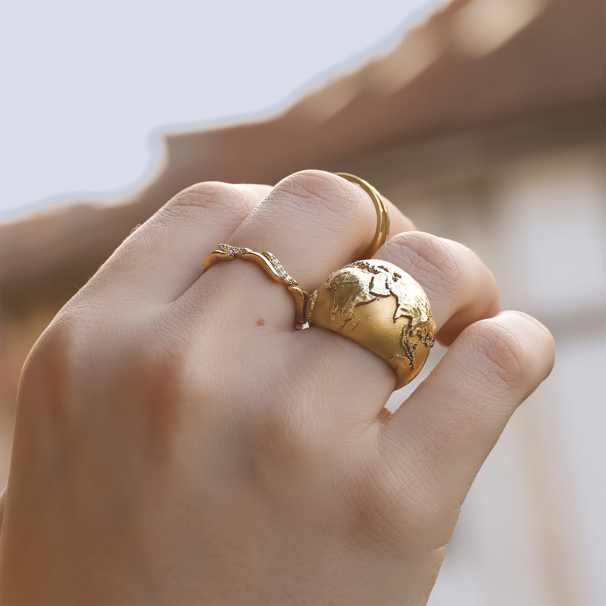 World Map Adjustable Ring