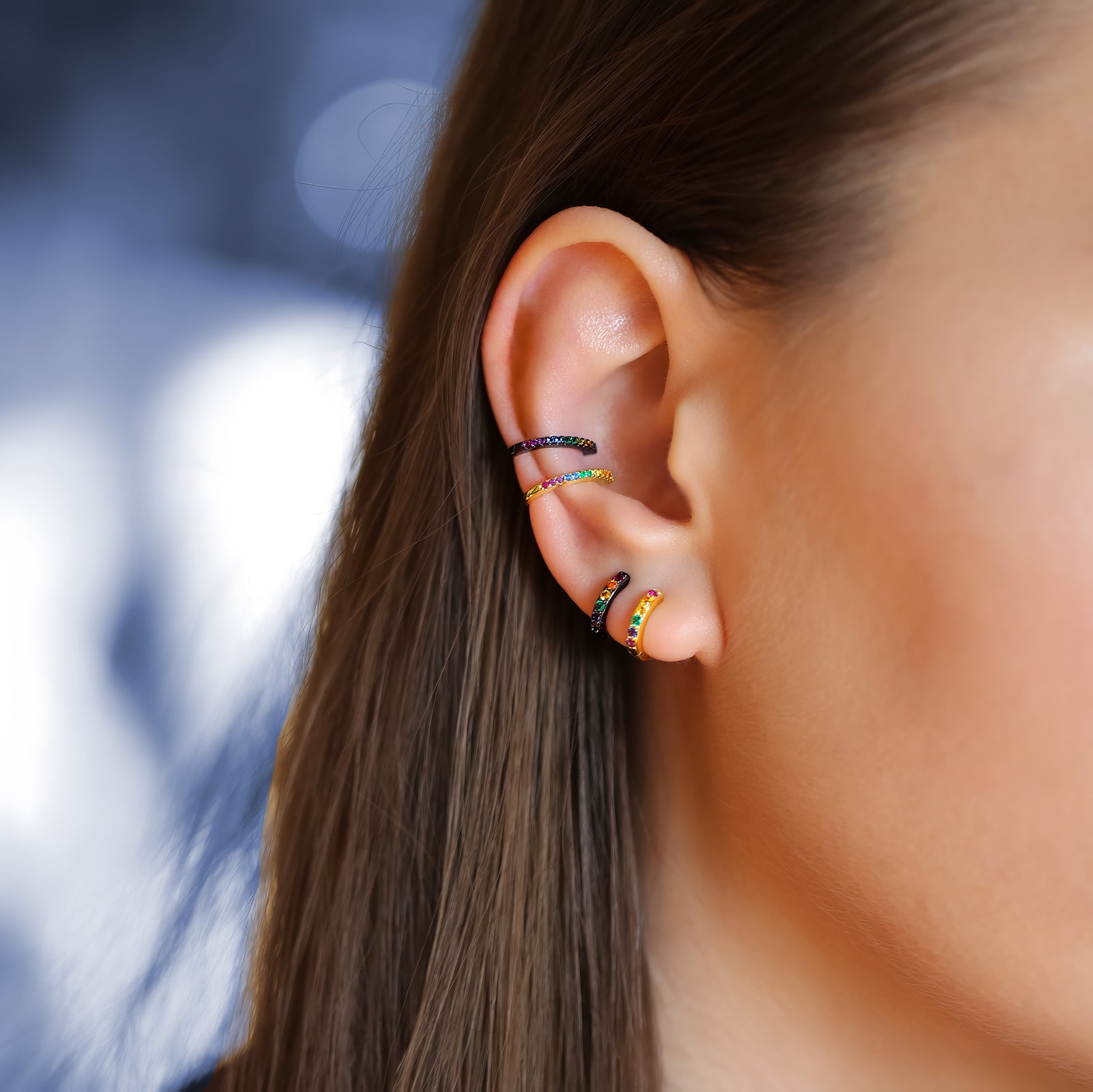 Black Rainbow Ear Cuff