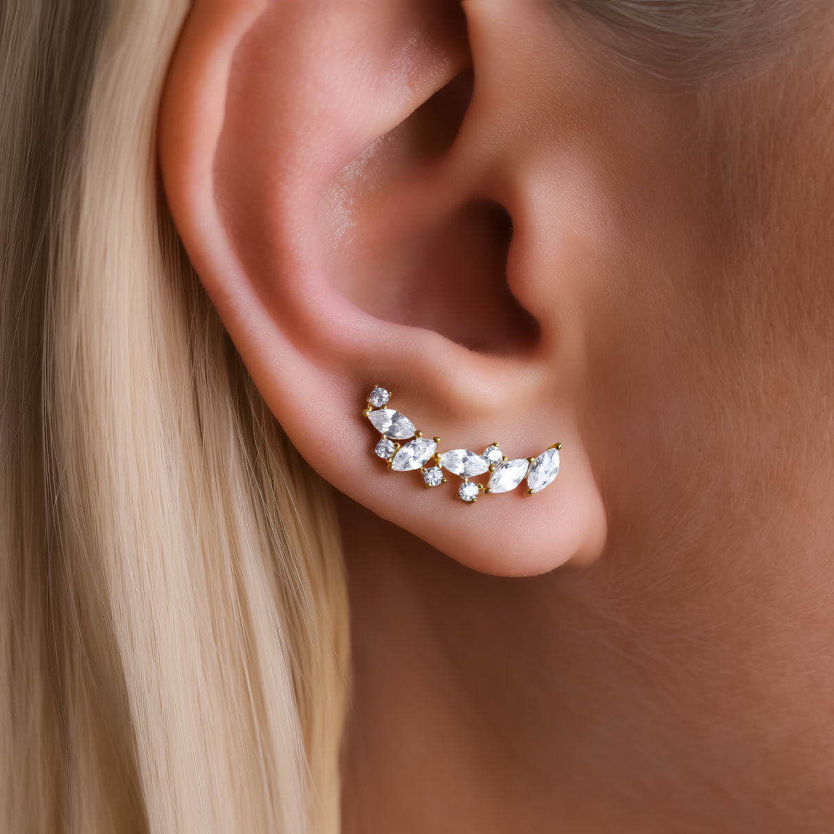 Moon Crystal Climber Earrings