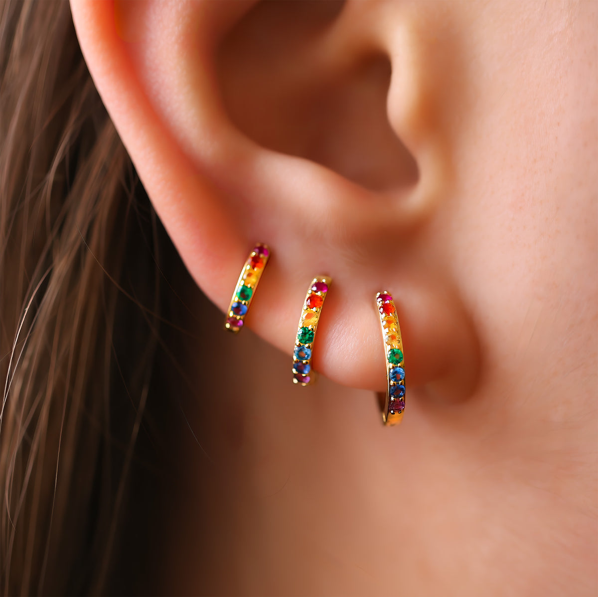 Rainbow Huggie Hoop Earrings