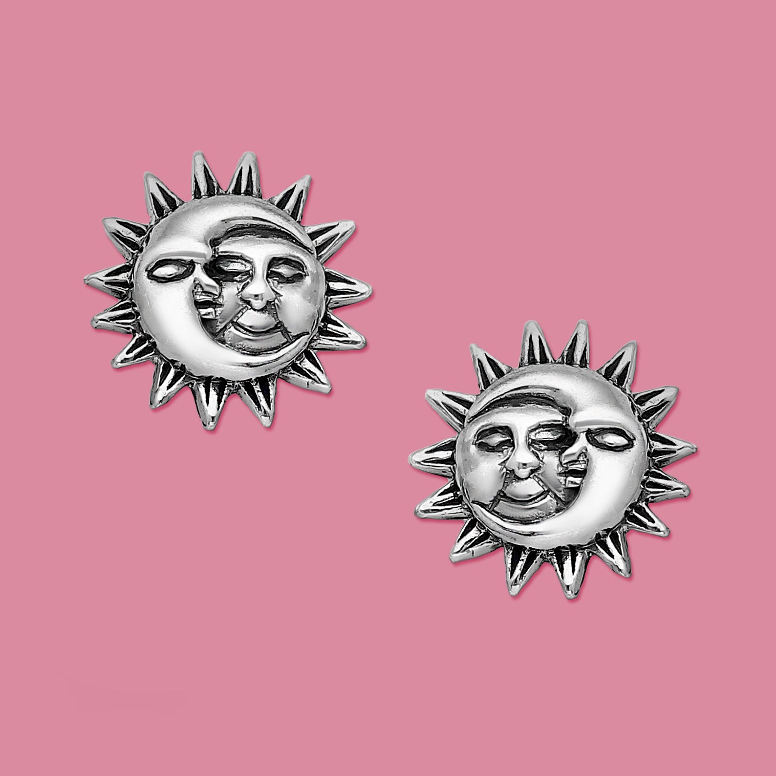  Moon  Sun Silver  Earrings