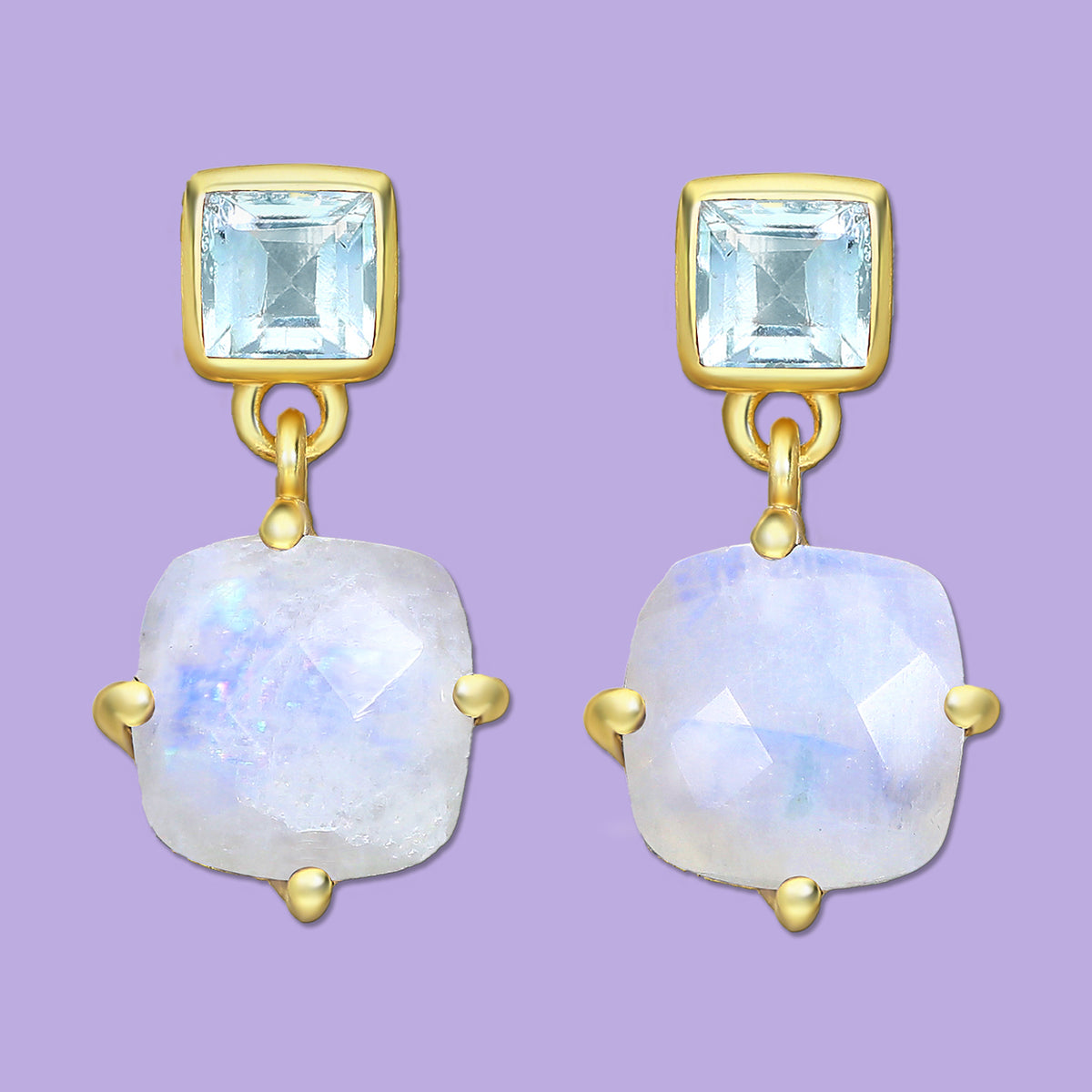 Moonstone  earrings, aSky-Blue Topaz earrings
